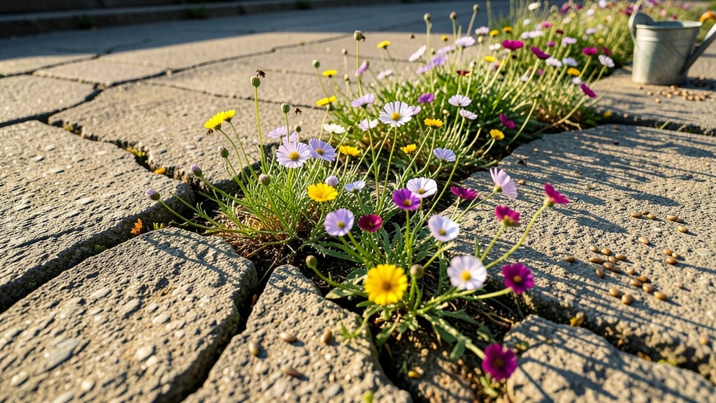 Pavement Crack Wildflower Garden