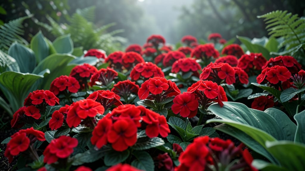 Impatiens with Vibrant Red Blooms