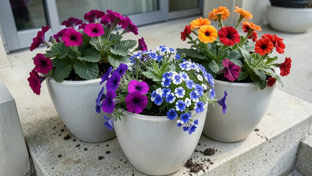 Container Garden with Color-Blocked Annuals