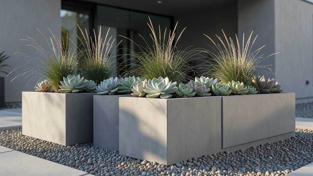 Modern Geometric Raised Planters with Succulents