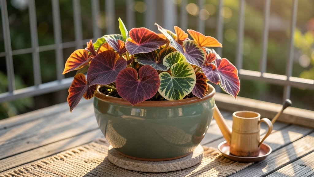 Container Garden With Caladiums And Coleus