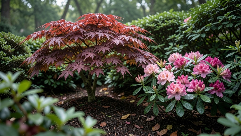 Japanese Maple Layered with Azaleas