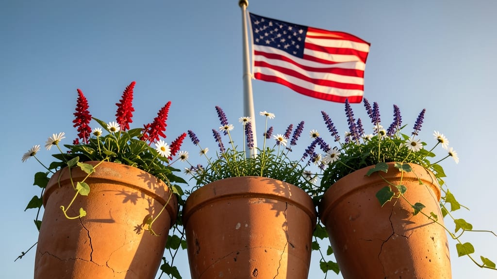 Flagpole-Focused Container Garden