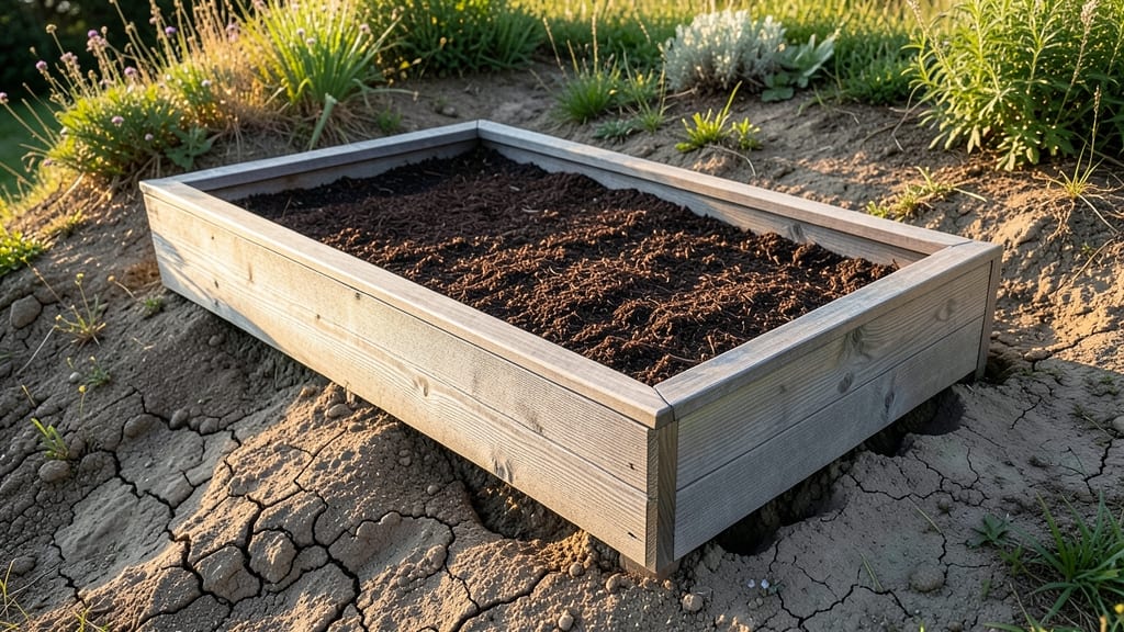 Raised Wooden Border Plant Bed