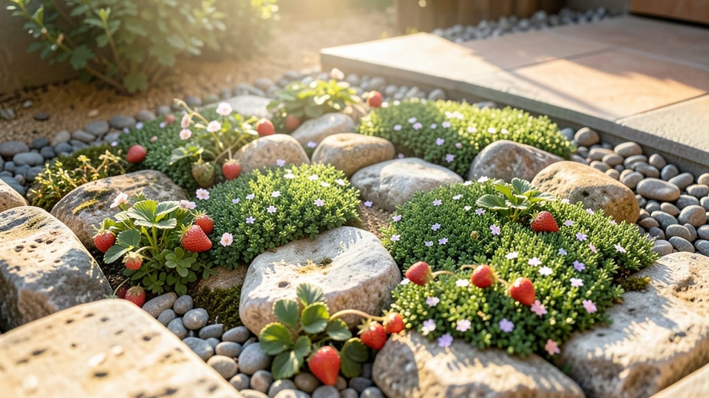 Rock Garden With Alpine Plants And Thyme