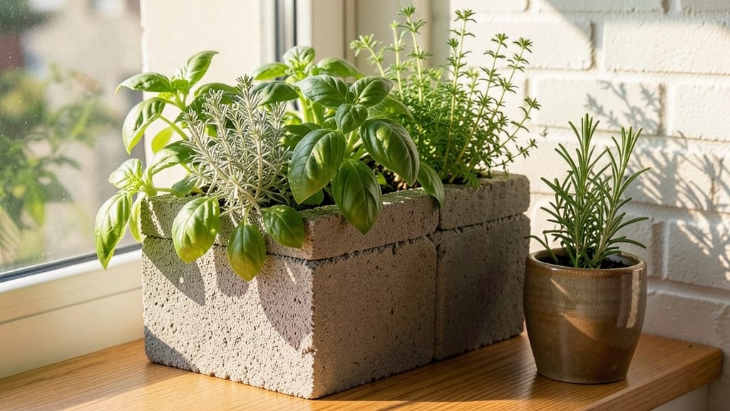 Vertical Cinder Block Herb Garden