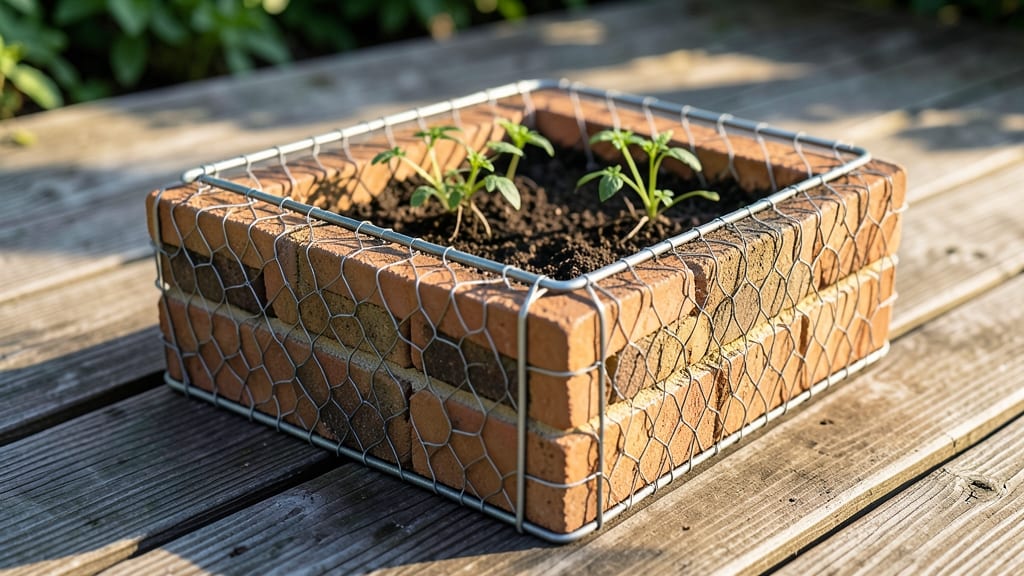 Brick And Metal Wire Mesh Raised Beds
