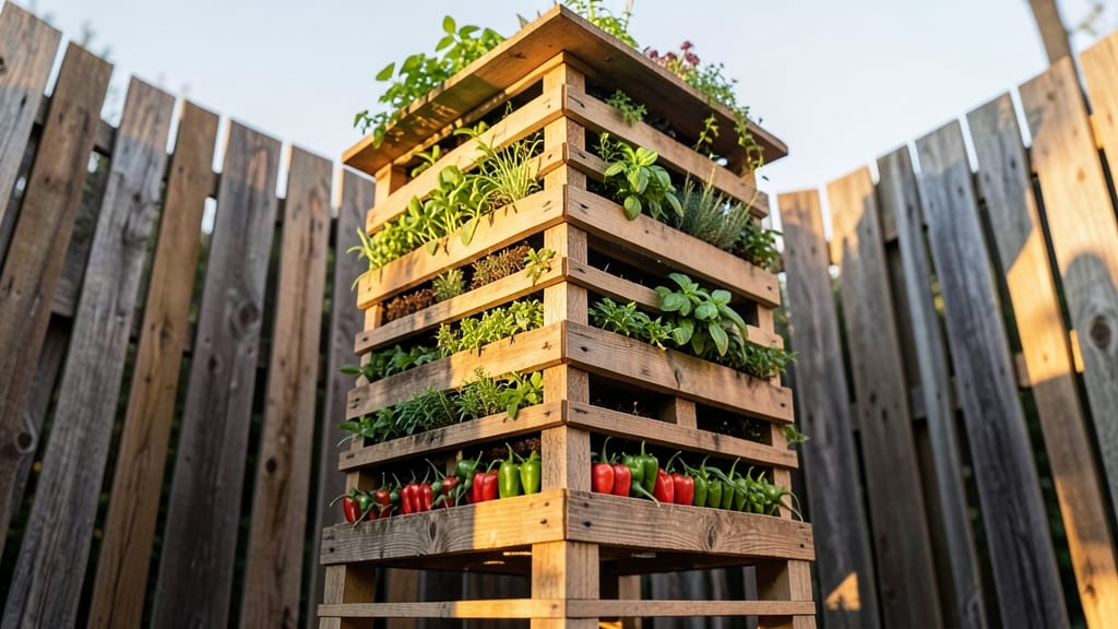 Pallet Wood Vertical Garden Tower