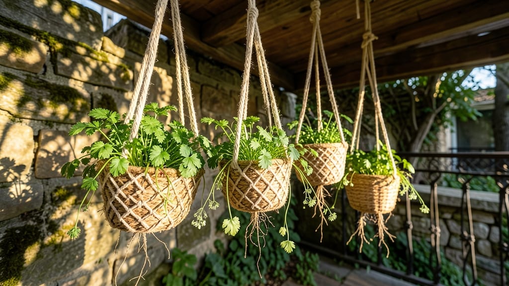 Hanging Macramé Herb Baskets