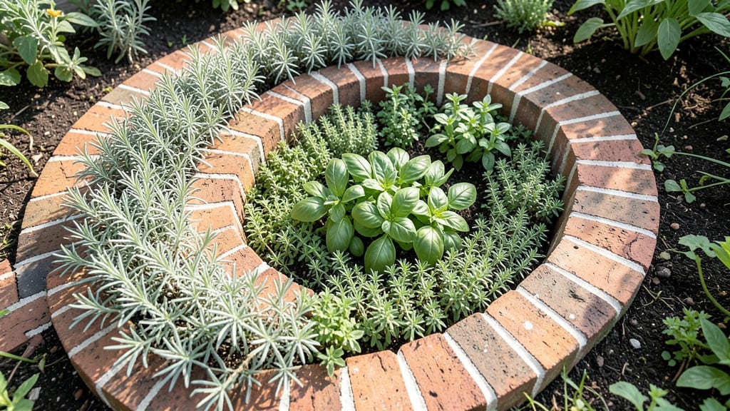 Spiral Brick Herb Garden Bed