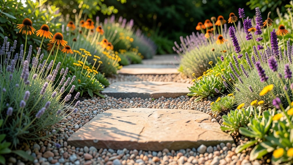 Stepping Stone Pathway Flower Bed