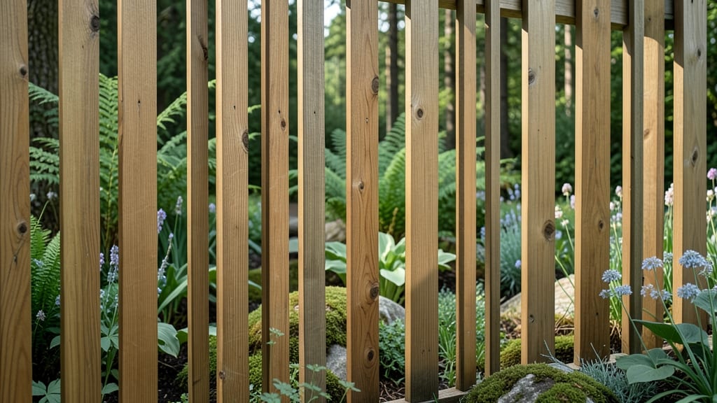 Slatted Wooden Panels With Ivy
