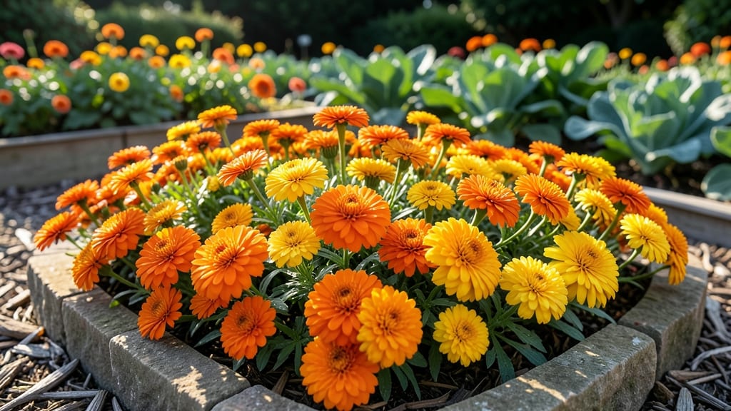 Sunny Orange Calendula and Marigolds
