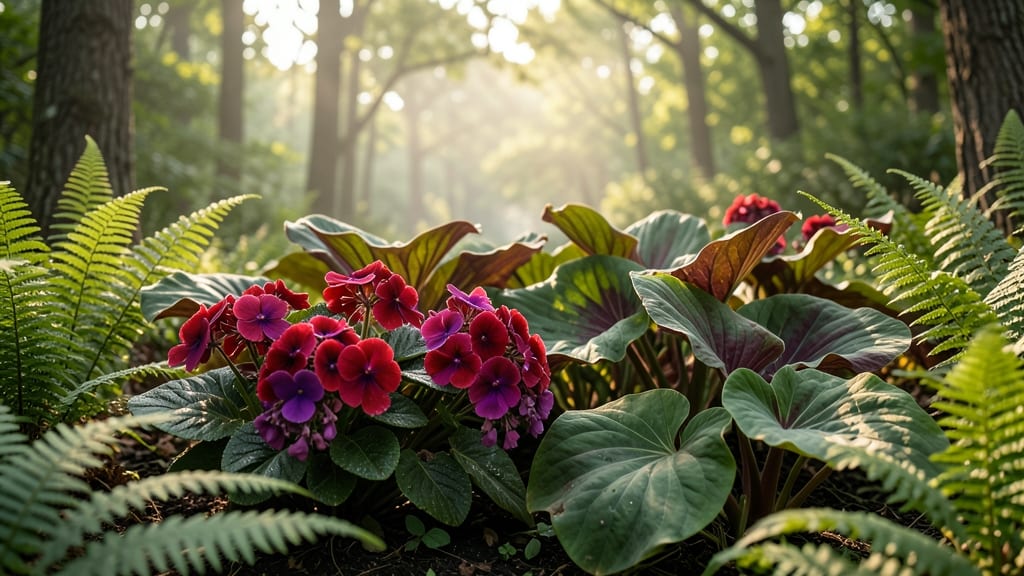 Impatiens and Hostas Contrast Borders