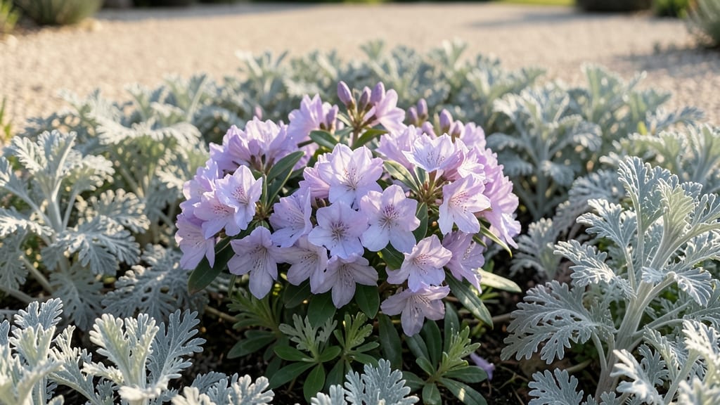 Lavender Azaleas With Dusty Miller