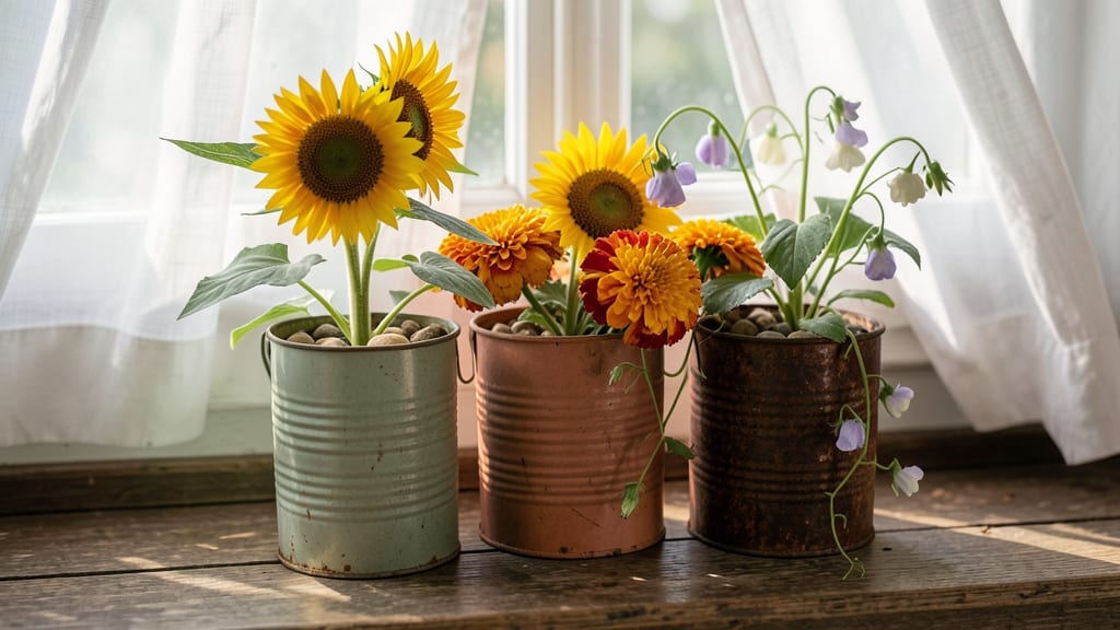Vintage Tin Can Planters