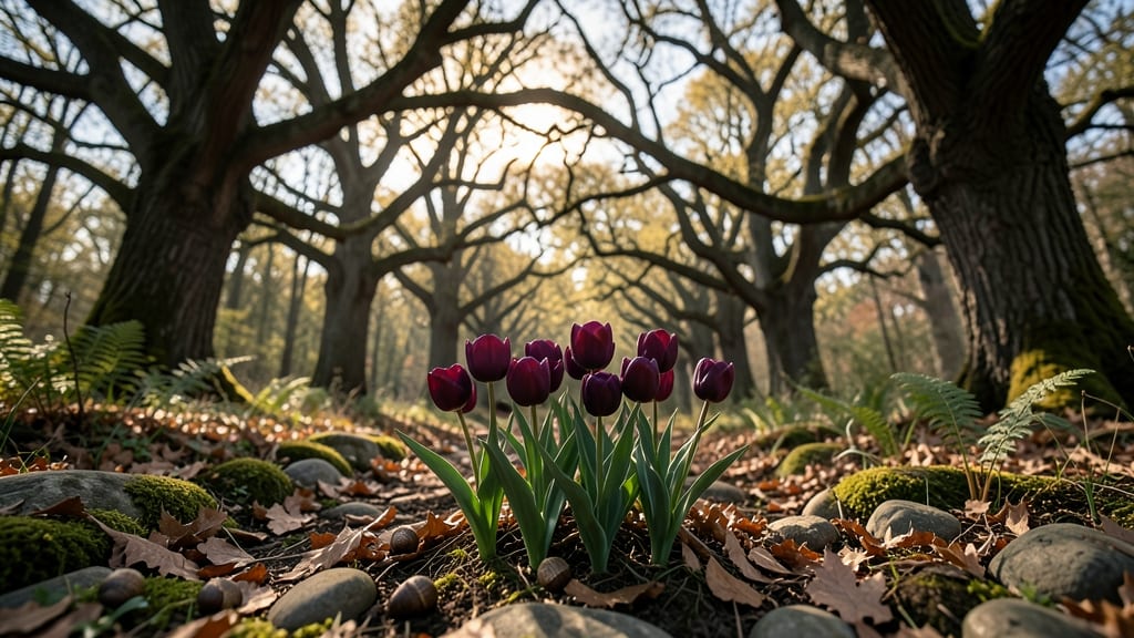 Woodland-Style Tulip Plantings Under Trees