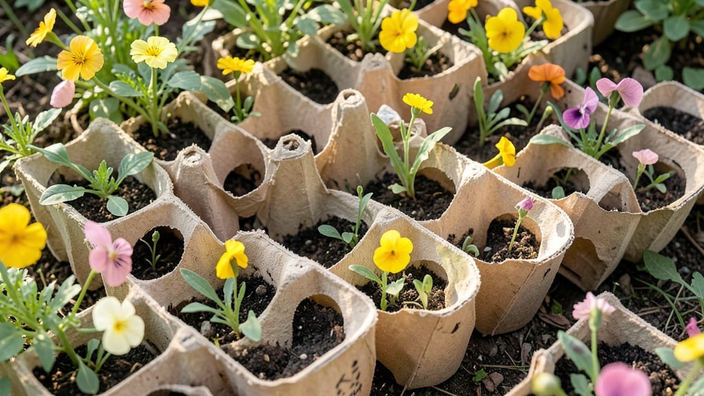 Egg Carton Flower Pots