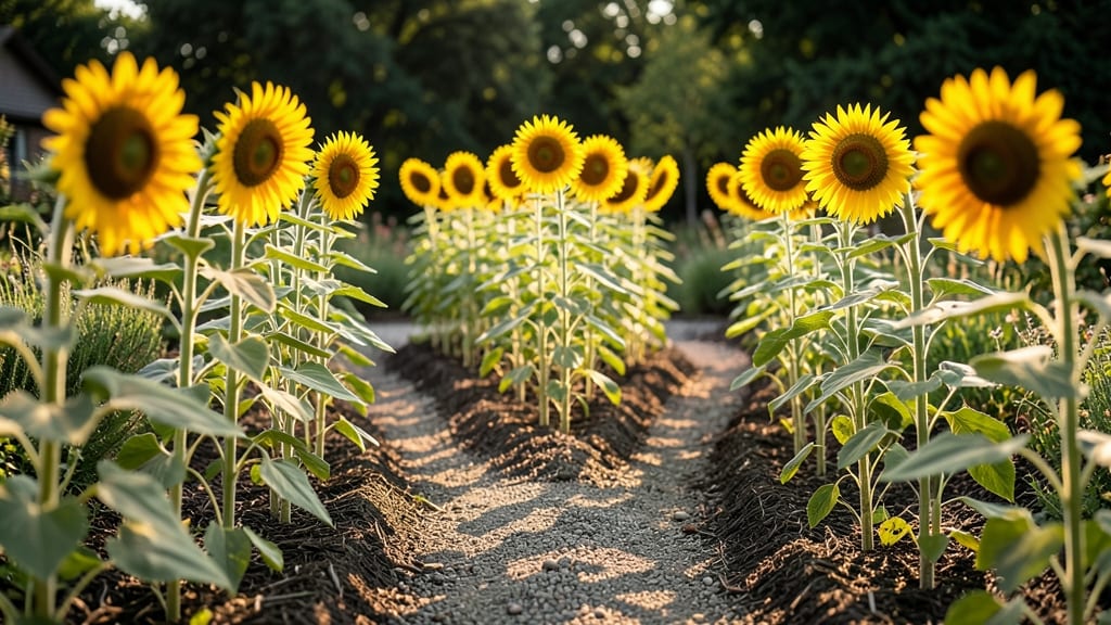 Classic Single-Row Sunflower Border