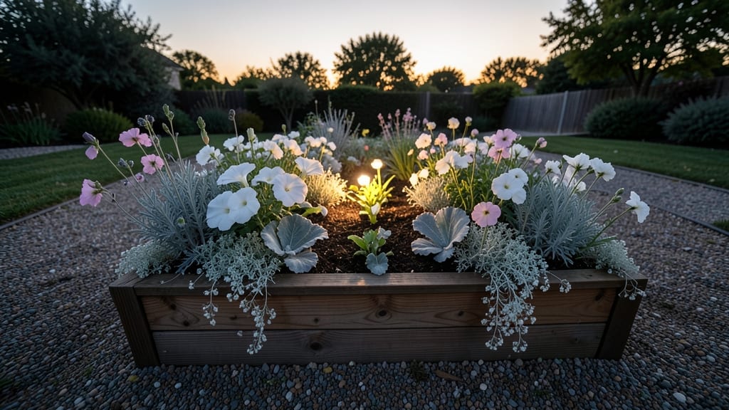 Moon Garden with White and Silver Flowers