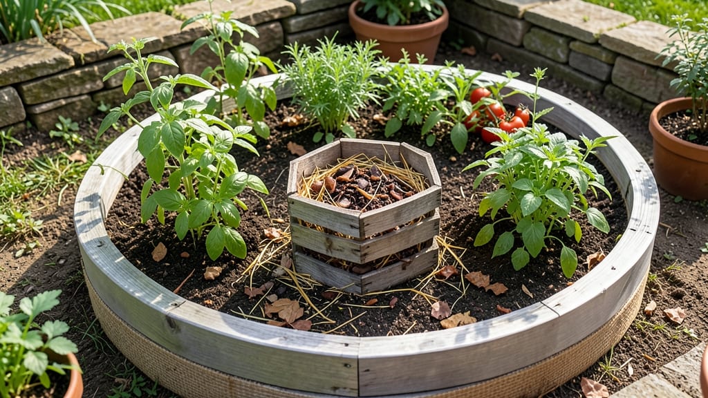 Keyhole Garden with Compost Hub