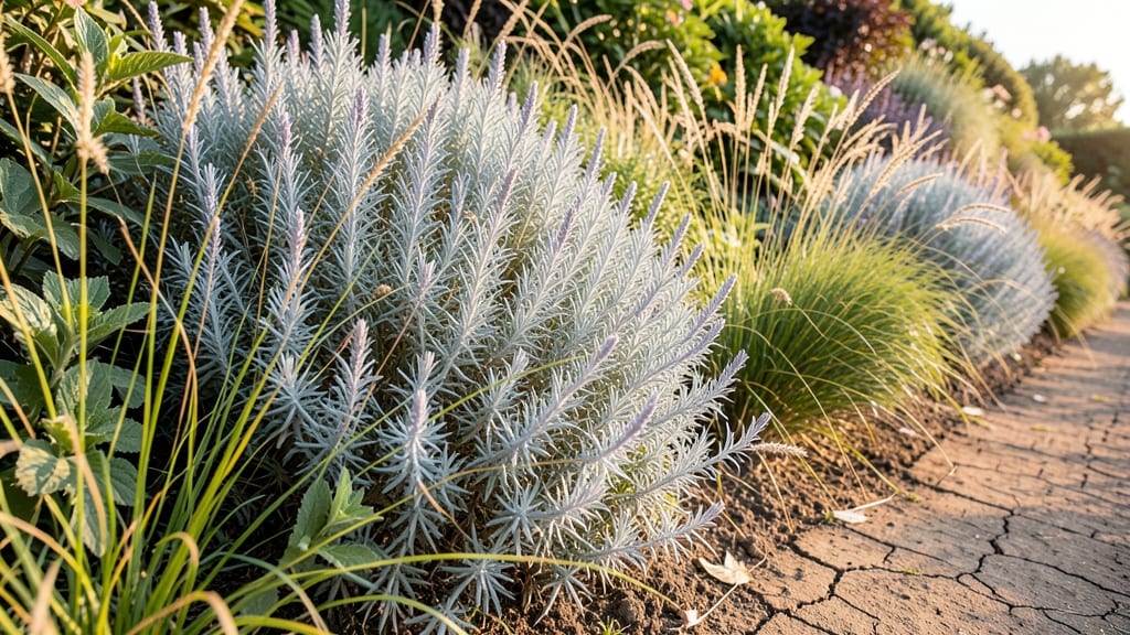 Russian Sage and Ornamental Grass Border
