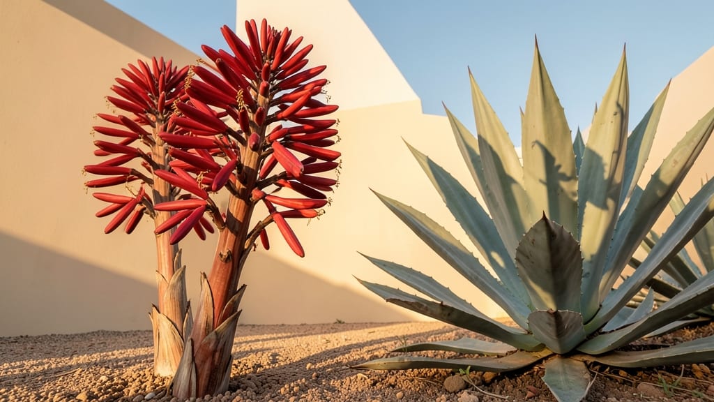 Bold Red Yucca and Agave Statement Planter