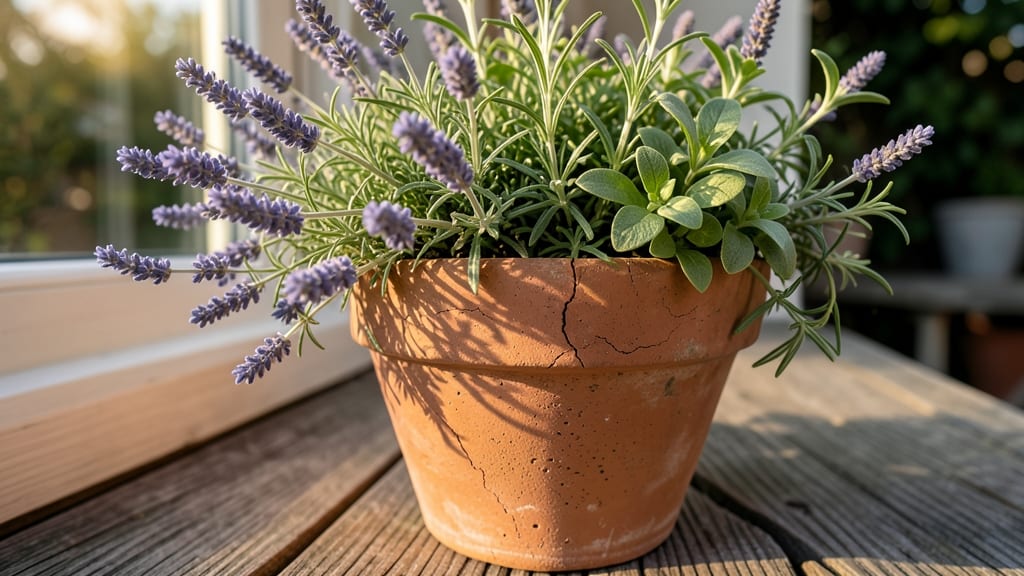 Container Lavender Garden with Herbs
