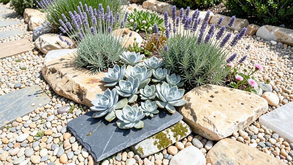Lavender and Succulent Rock Garden