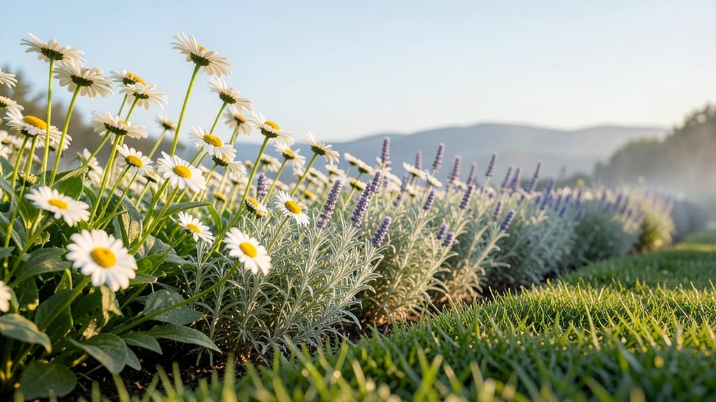 Shasta Daisy and Catmint Border