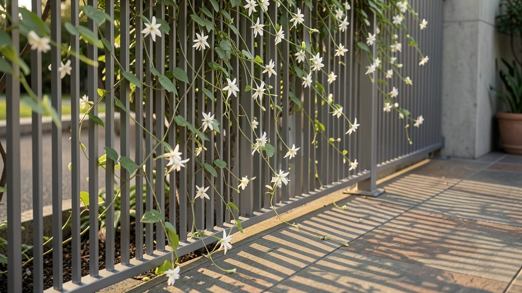 Metal Grate Fencing With Jasmine