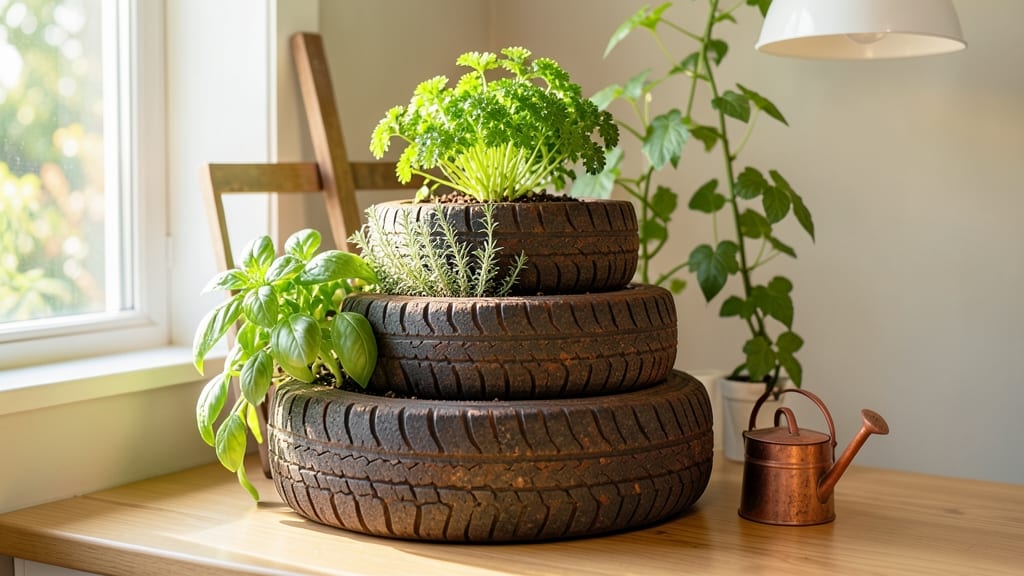Tiered Tractor Tire Herb Planter