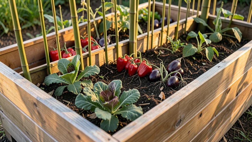 Asian Bamboo Fence Raised Beds