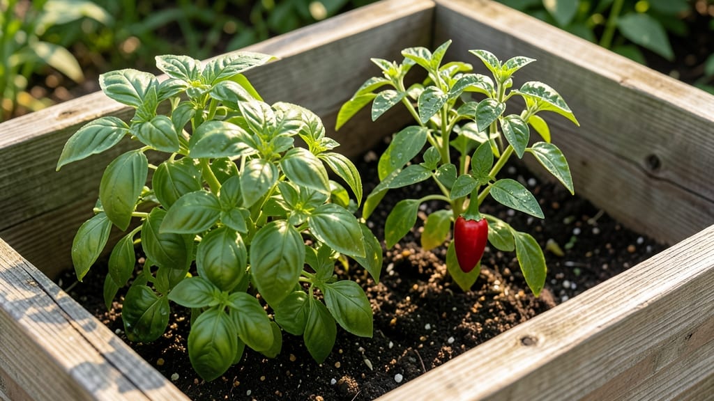 Chili Pepper and Basil Companion Bed