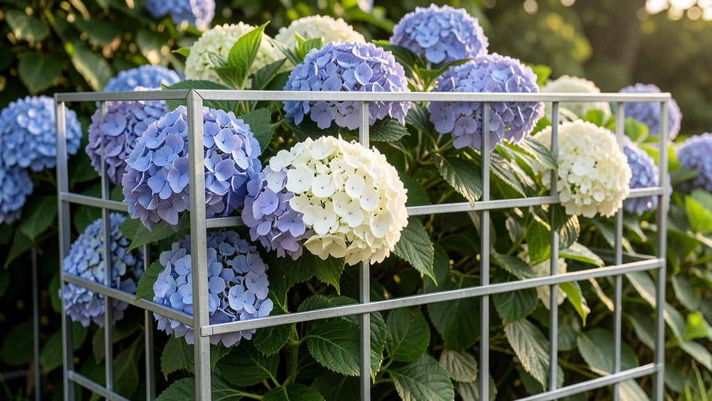 Hedge-On-A-Frame With Hydrangeas
