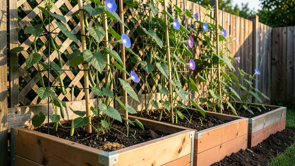 Tiered Privacy Garden Bed with Trellises