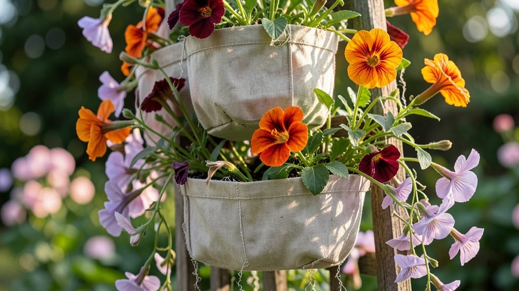 Hanging Fabric Pocket Planters for Trailing Flowers