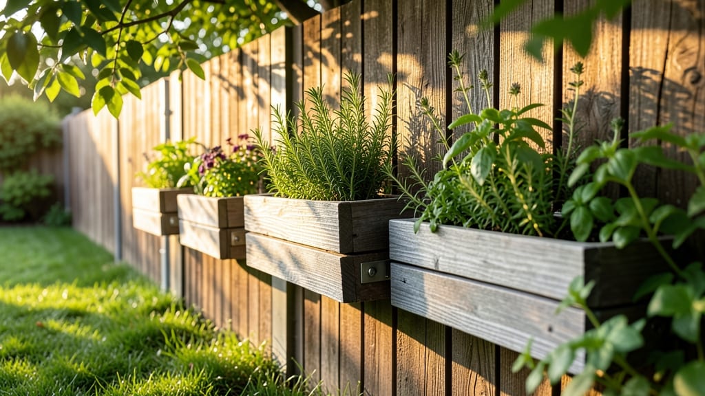 Slatted Wooden Fence Planter Boxes