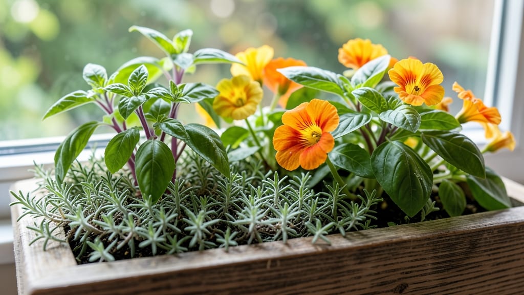 Window-Sill Herb and Flower Combination Planters