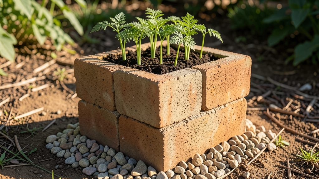 Cinder Block Vertical Planter with Gravel Base
