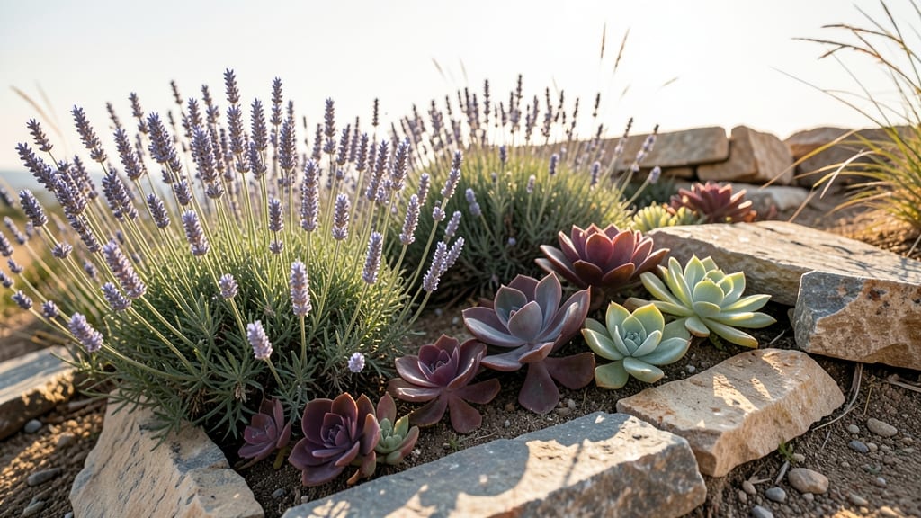 Lavender and Succulent Rock Garden