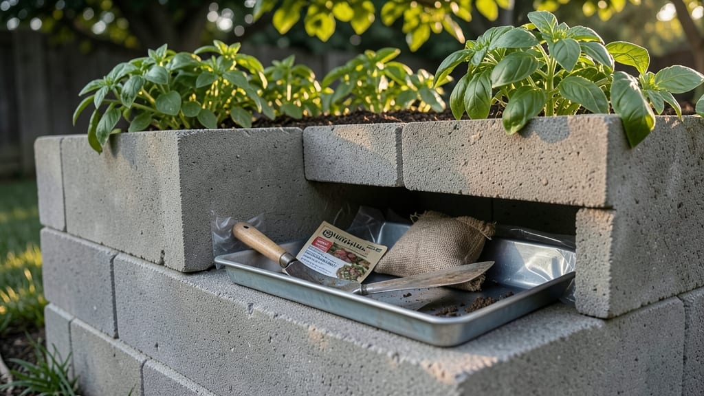 Cinder Block Planter with Hidden Storage