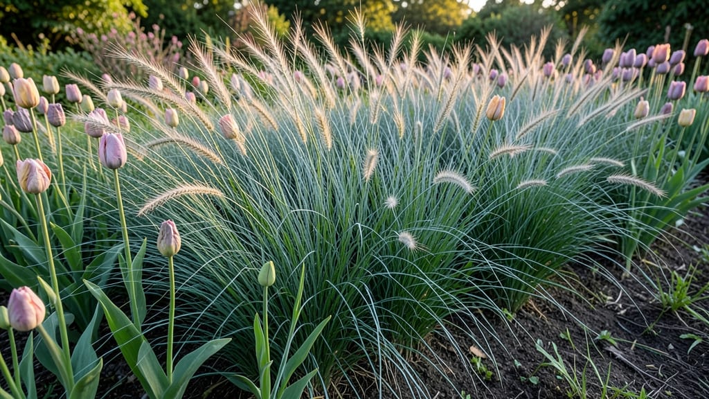 Tulip And Grass Mix Beds For Textural Interest