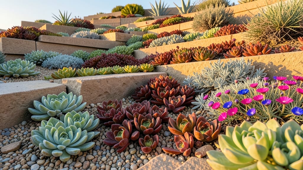 Drought-Tolerant Succulent And Sedum Terrace