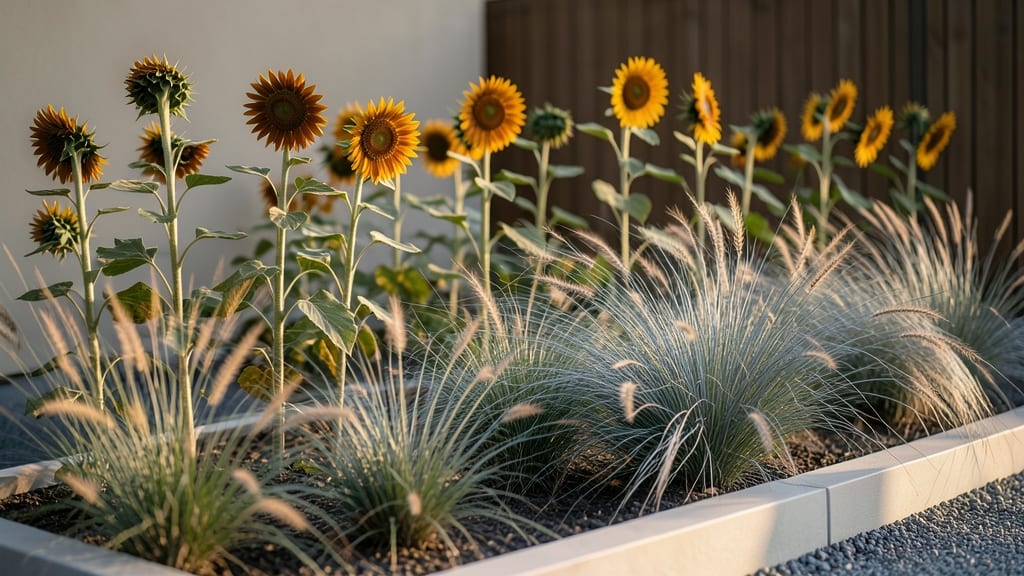 Sunflower and Grass Ornamental Bed