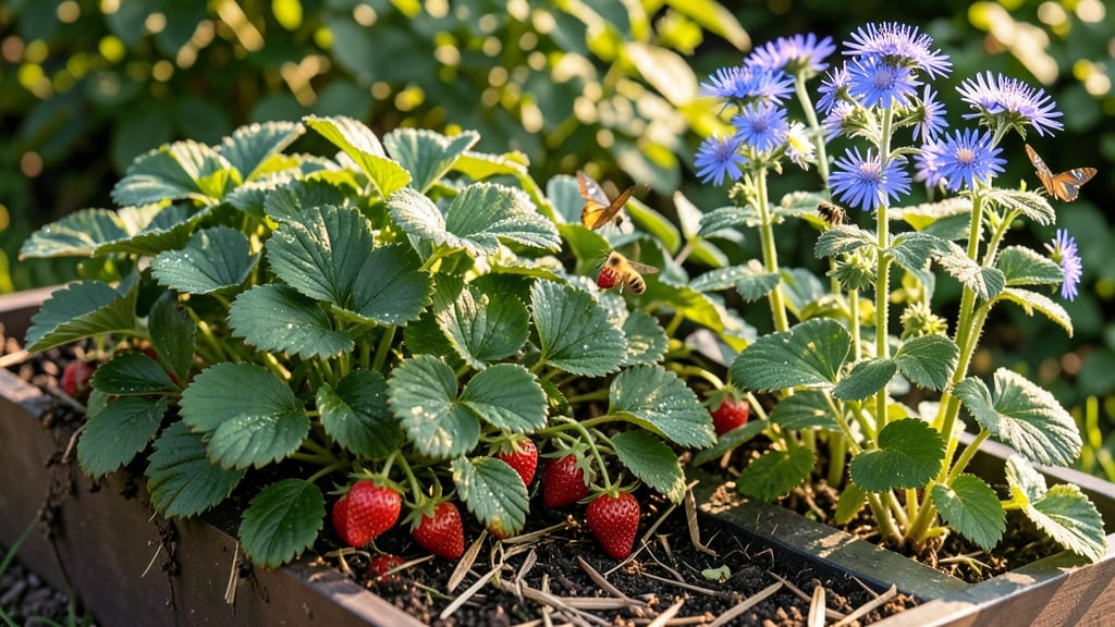 Strawberry and Borage Flower Bed