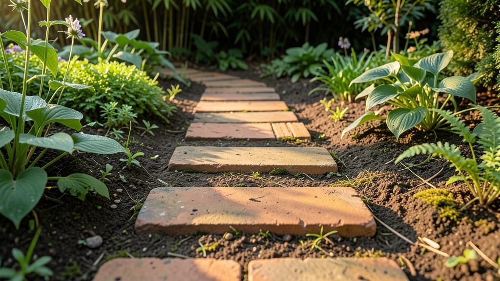 Stepping Stone Brick Pathway Beds
