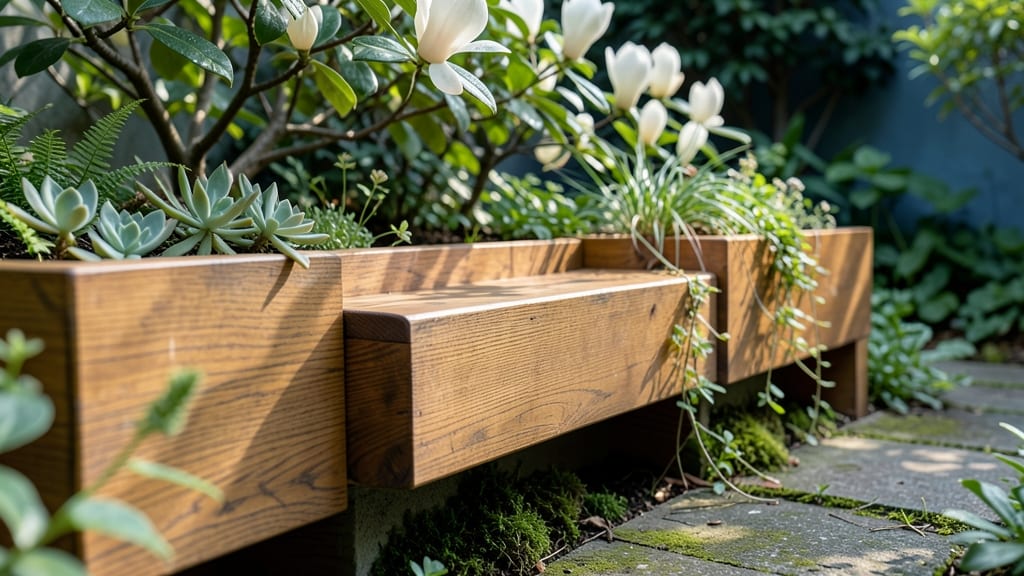 Elevated Cedar Planter With Built-In Seat
