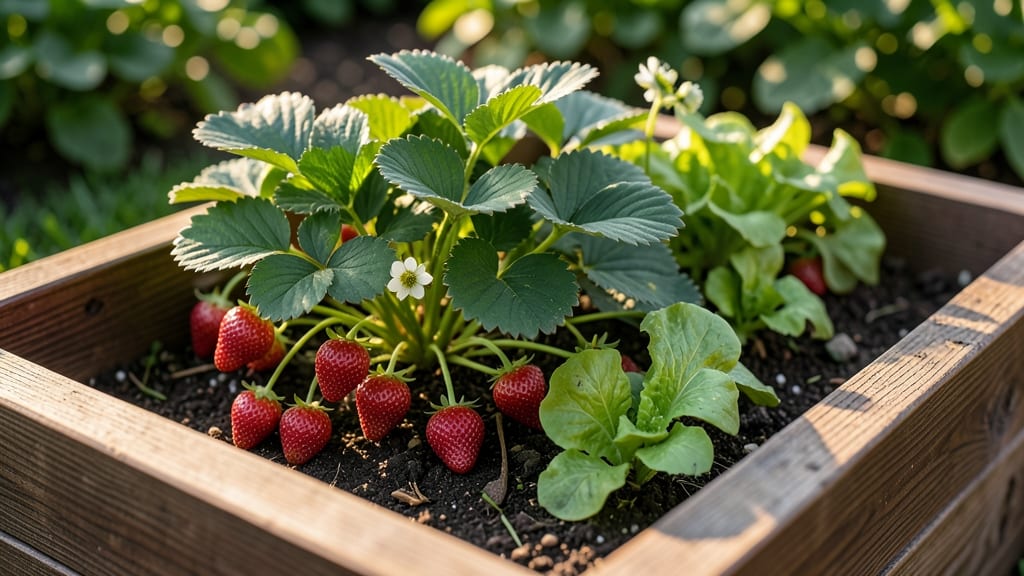 Strawberry and Lettuce Interplanting
