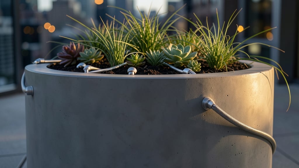Concrete Circle Planter with Built-in Drip System